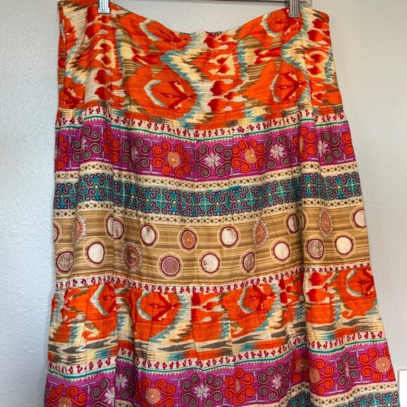 Evan-Picone Womens Skirt Boho Hippie Style A-Line Size 16 100% Cotton Lined Midi - Picture 2 of 9